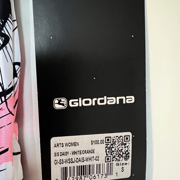 Giordana Women's Cycling Jersey, Size Small, White with black and coral floral - Picture 3 of 5